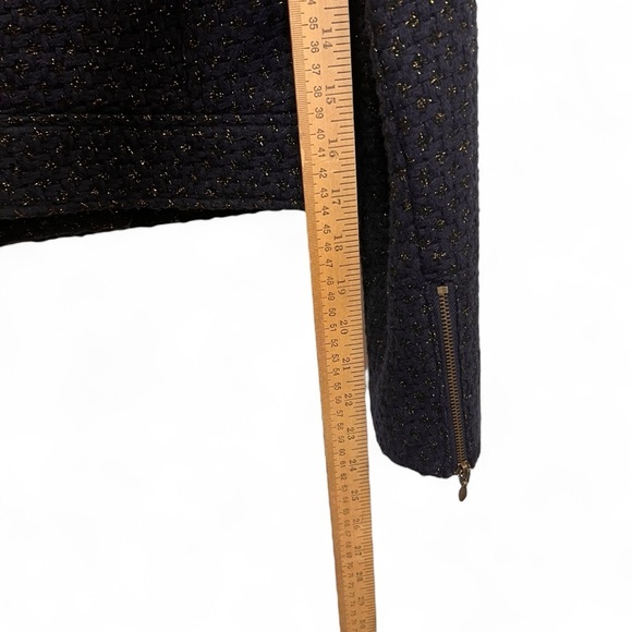 QMack Metallic Tweed Navy Blue Moto Jacket with Working Pockets Size Medium - Picture 14 of 16